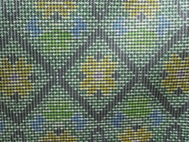 Antique Geometric and floral woven Honjo Oshima Tsumugi Kimono